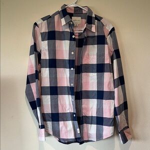 J. Crew Pink and Blue Checkered Casual Shirt